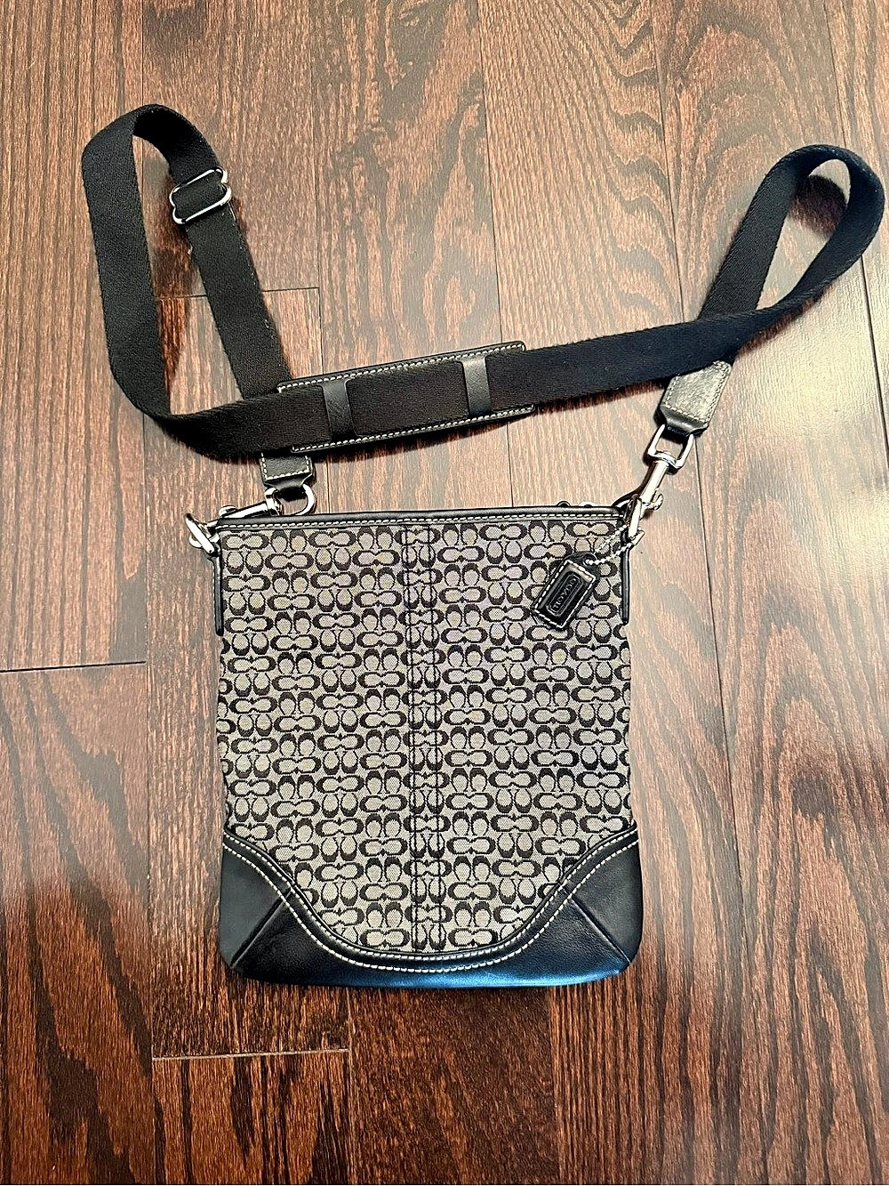 Coach Signature Jacquard Crossbody Bag Black & Grey